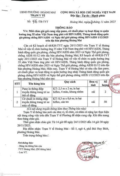 Th&ocirc;ng b&aacute;o mời ch&agrave;o gi&aacute; cung cấp pano, cờ chuối